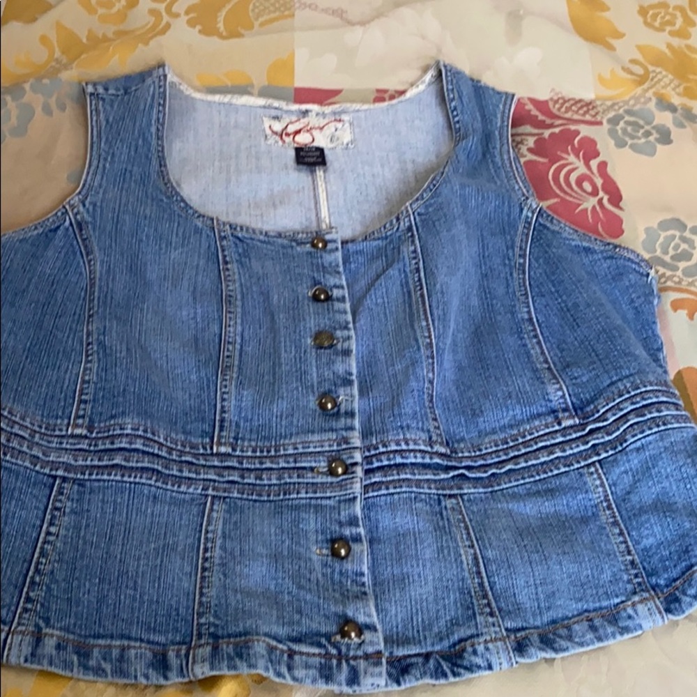 Jean Vest and Gray (bling) Long-sleeve Shirt.